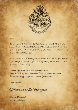 Harry Potter Invitation Template — free Google Docs template