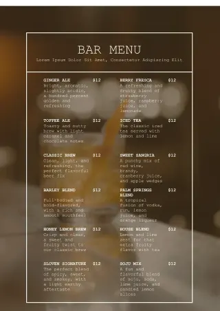 Bar Menu Template — free Google Docs template