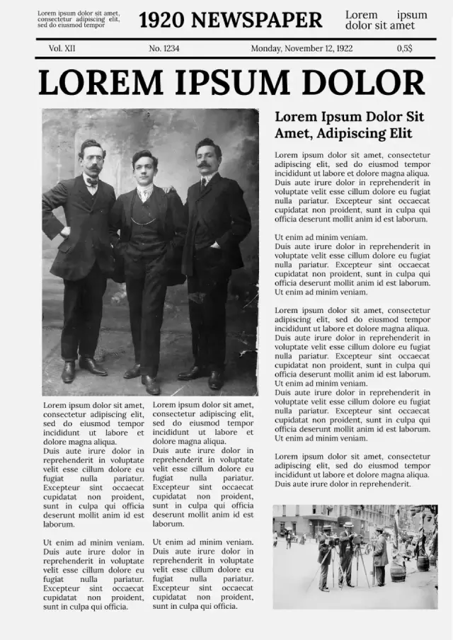 1920s Newspaper Template — free Google Docs template