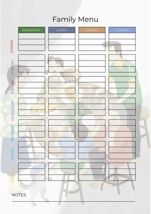 Family Menu Template — free Google Docs template
