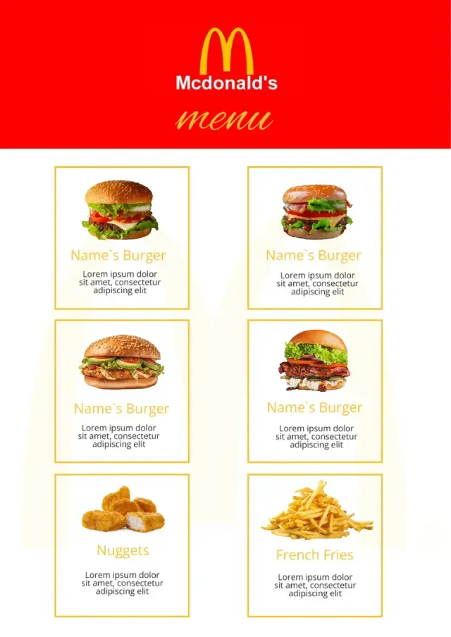 Mcdonalds Menu Template — free Google Docs template