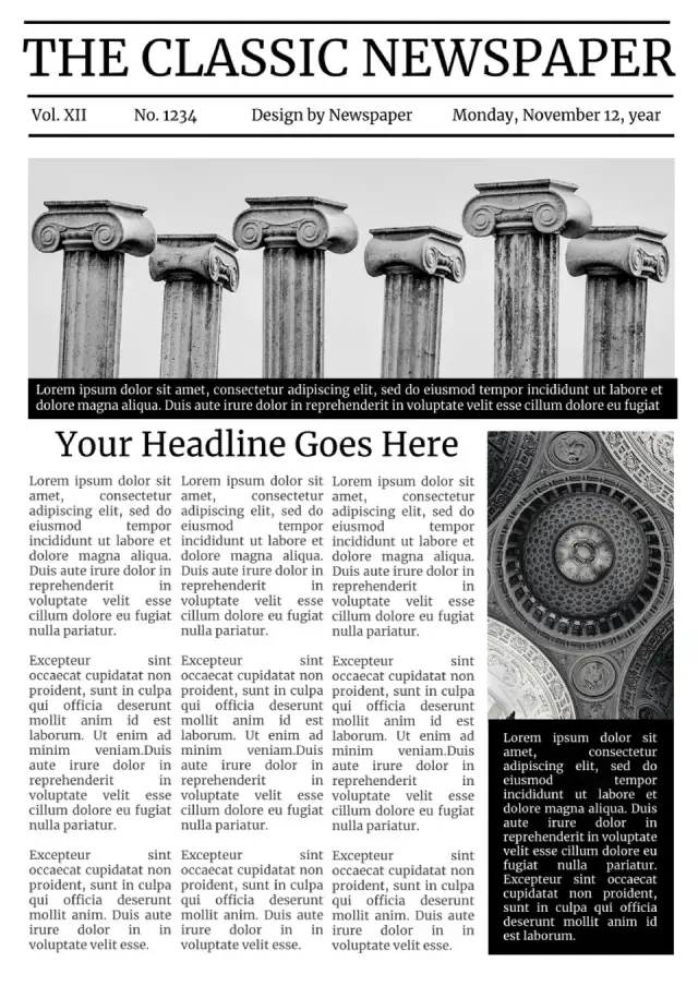 Classic Newspaper Template — free Google Docs template
