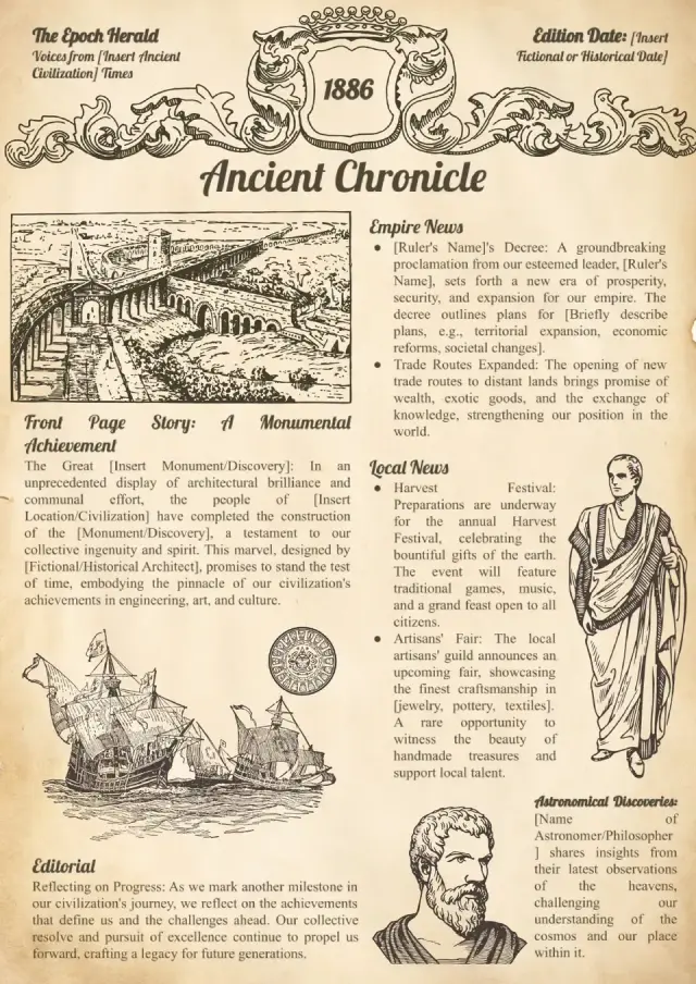 Ancient Newspaper Template 2 — free Google Docs template