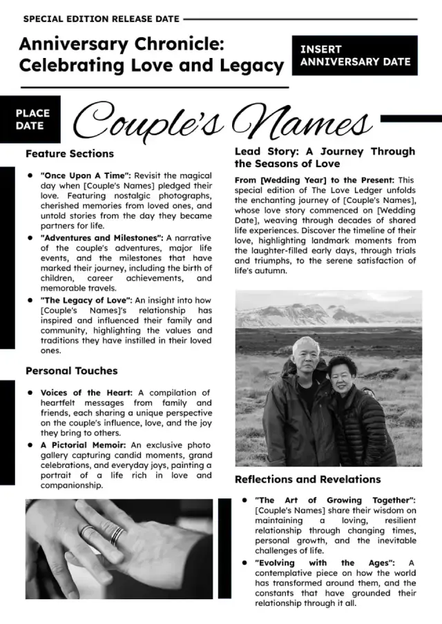Anniversary Newspaper Template 2 — free Google Docs template